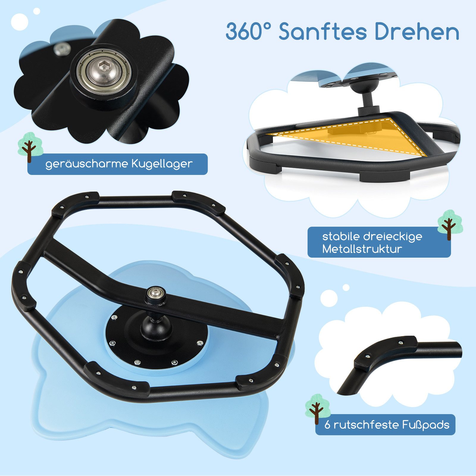 COSTWAY Drehstuhl, Kinderstuhl mit Rutschfester Metallbasis, ab 3 Jahre günstig online kaufen