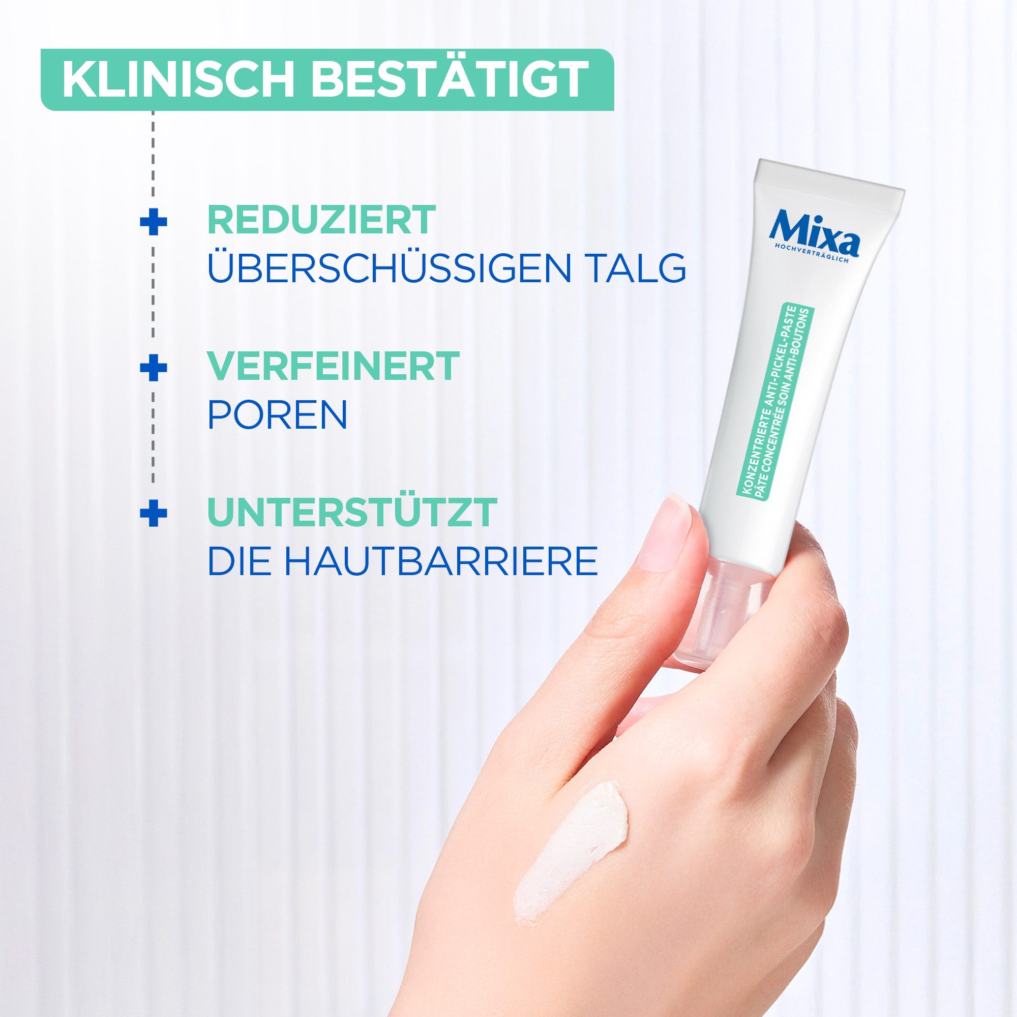 Mixa Gesichts-Reinigungscreme MIXA KONZENTRIERTE ANTI-PICKEL PASTE, mit Niacinamid – Bild 4 von 5