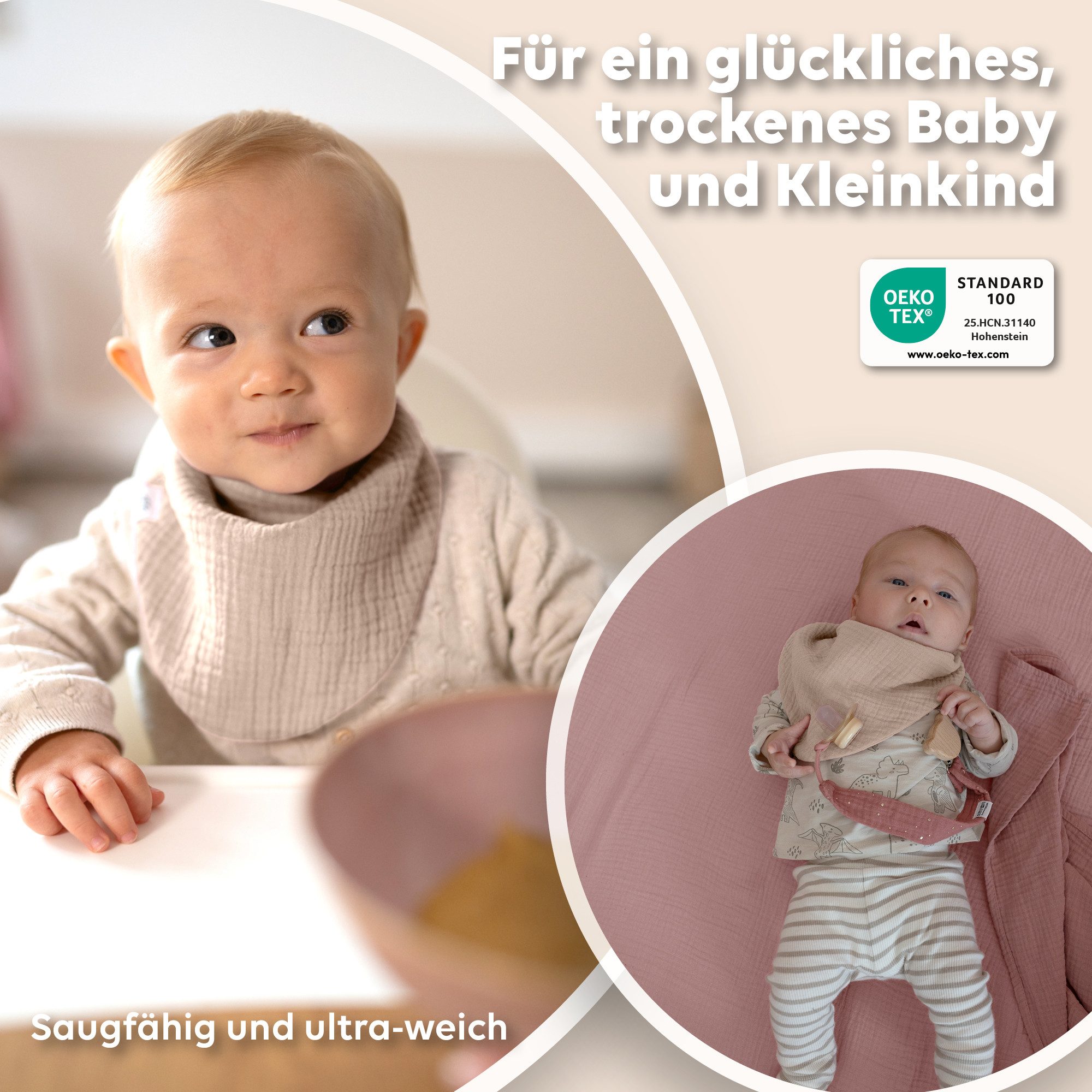 lilimaus Spucktuch Musselin Dreieckstuch für Babys - Halstuch & Sabbertuch, (1-tlg), hält den Hals trocken & sitzt auch bei Bewegung - in 2 Größen