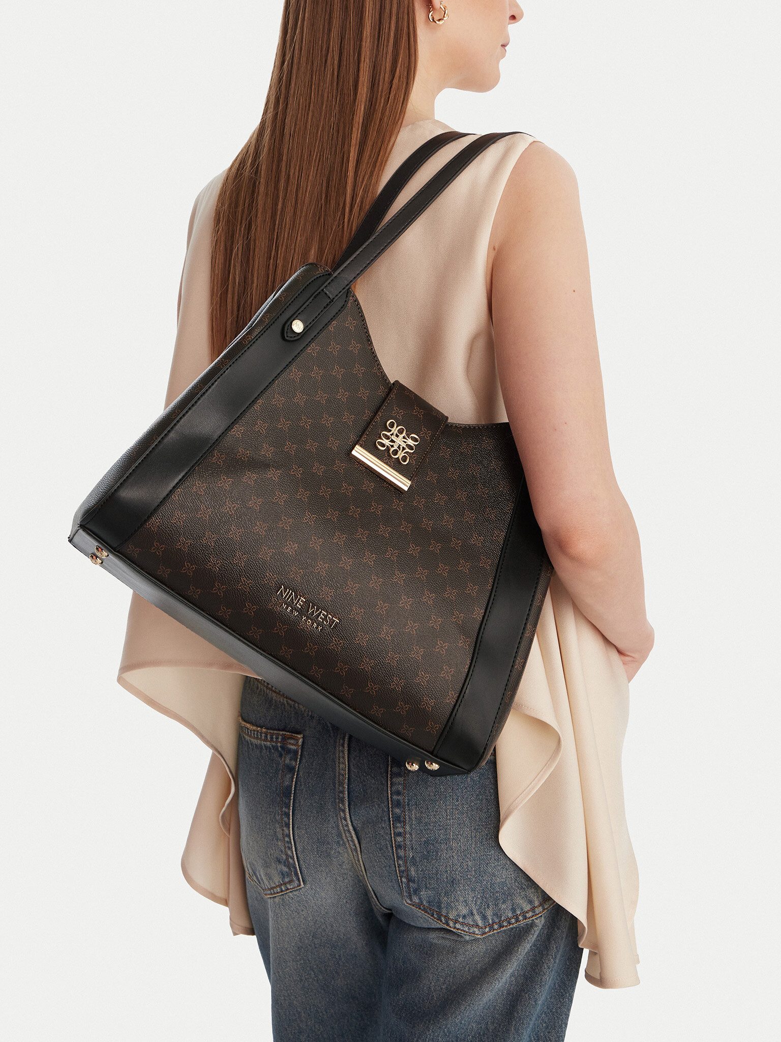 Nine West Handtasche Nine West Damenhandtasche Braun, Schwarz NINE WEST-CEO-ONIRA-KY252 Bra