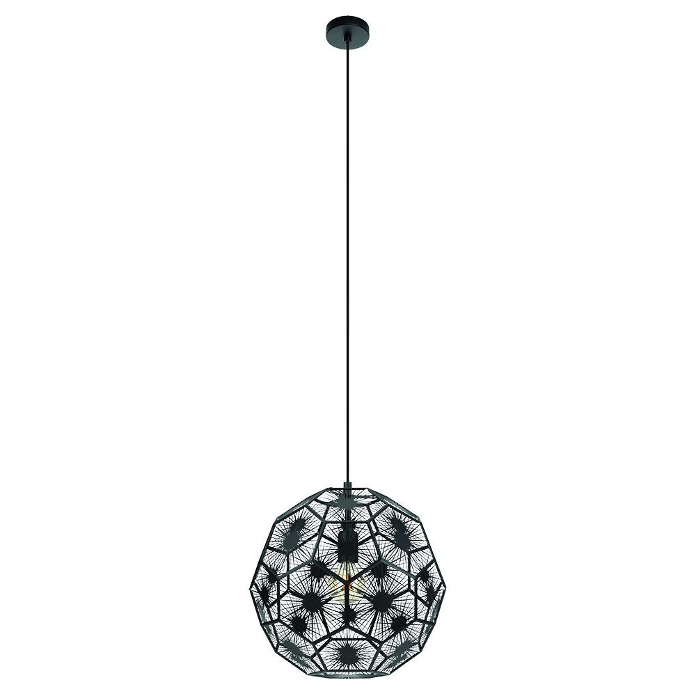 EGLO Pendelleuchte, Leuchtmittel nicht inklusive, Design Pendelleuchte Stahl schwarz E27 Hängelampe Fünfecke H 150 cm