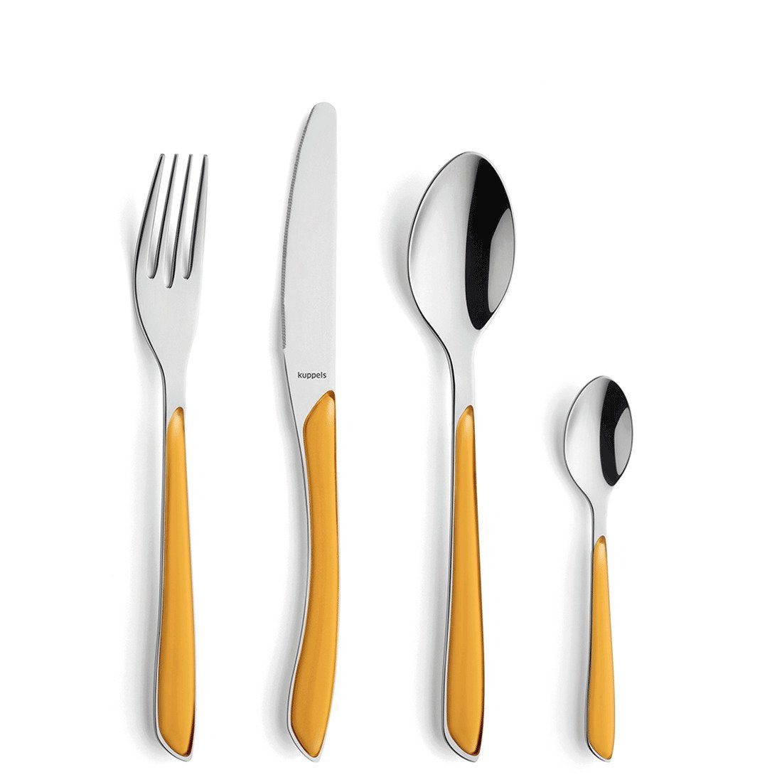 Kuppels Besteck-Set PRISMA (24-tlg), 6 Personen, Edelstahl 18/0, Kunststoff, Griff Kunststoff, senfgelb matt