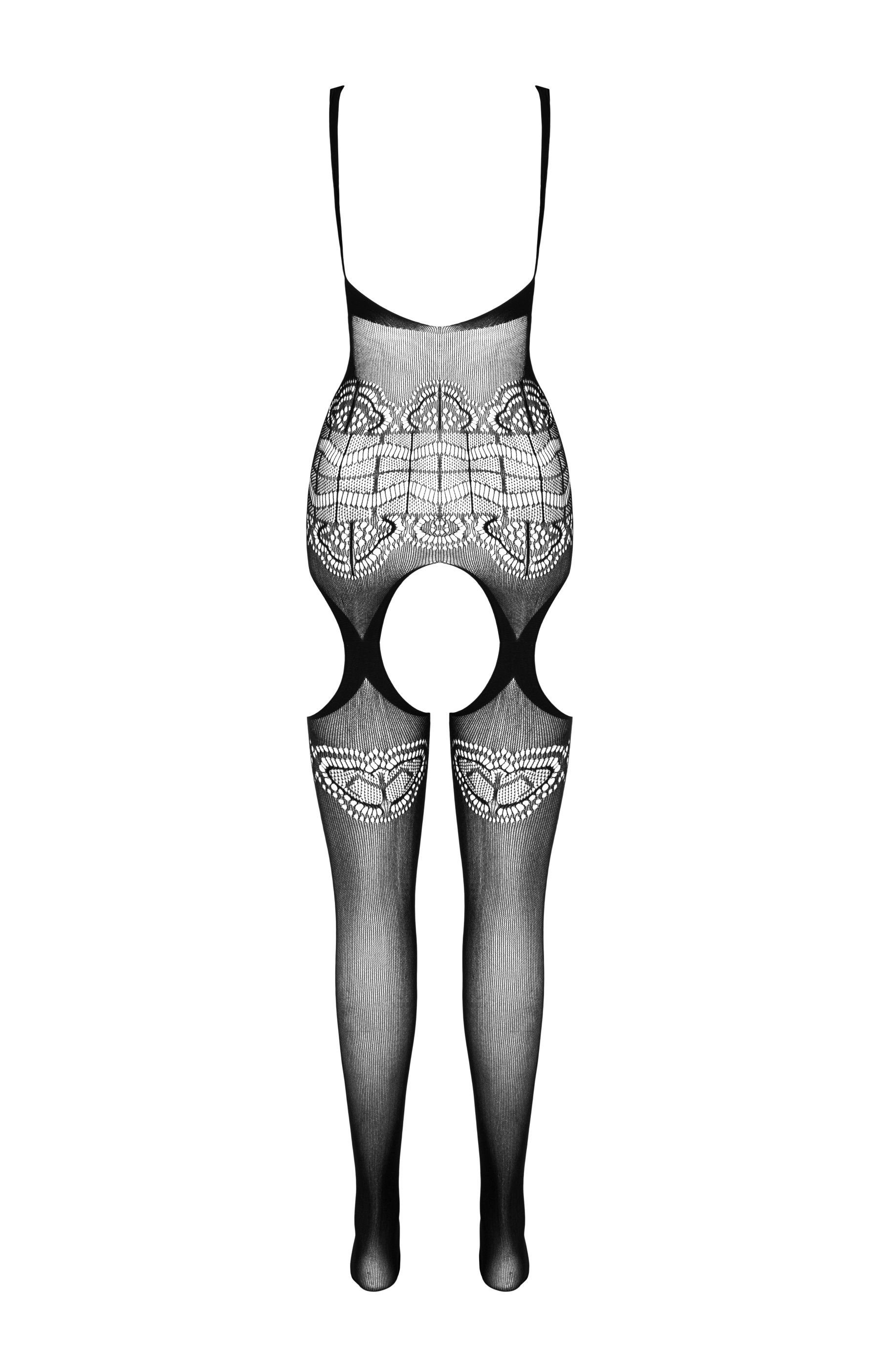 Passion Bodystocking Catsuit schwarz Bodystocking Passion Collection ouvert transparent St) (1 Eco 20 DEN