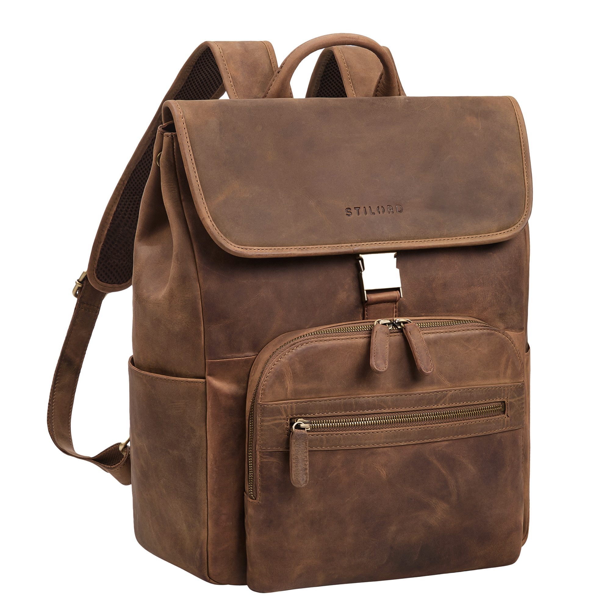 STILORD Notebookrucksack "Santino" Großer Vintage Leder-Rucksack 15.6 Zoll für Damen & Herren