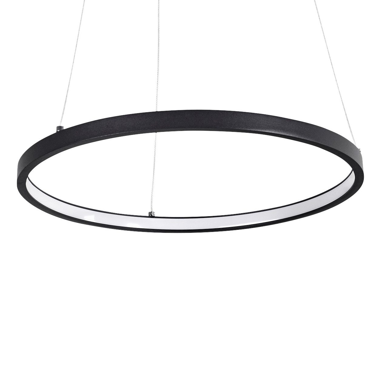 hofstein Hängeleuchte »Preci« Deckenlampe aus Metall in schwarz und weißem Kunststoff, 3000 Kelvin, runde Deckenleuchte, 1xLED 19 Watt, 800 Lumen