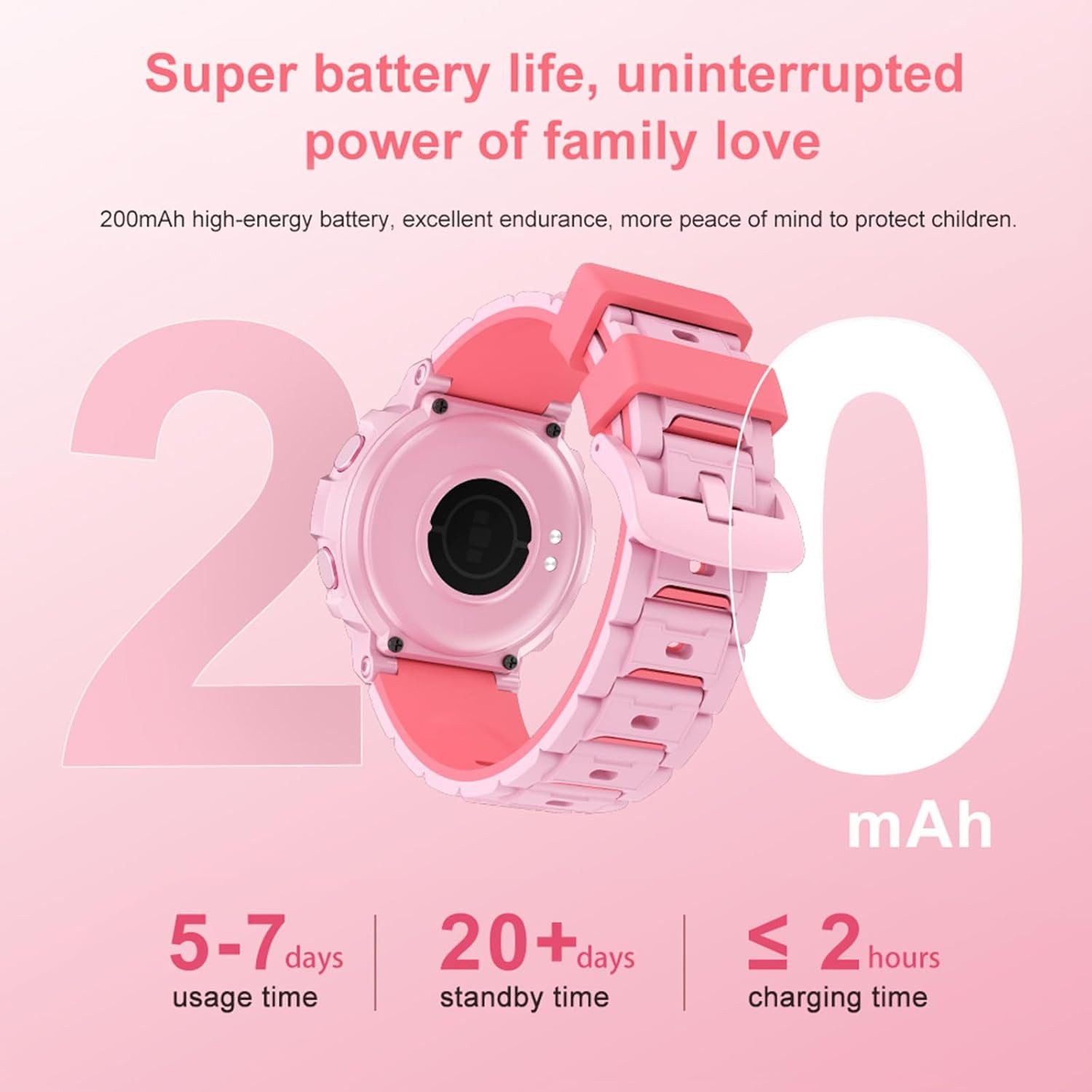 findtime FSHTWY19Pink Smartwatch (2,5 cm, sim-karte), Kinder Smartwatch mit Runddisplay für Gesundheit Bewegung