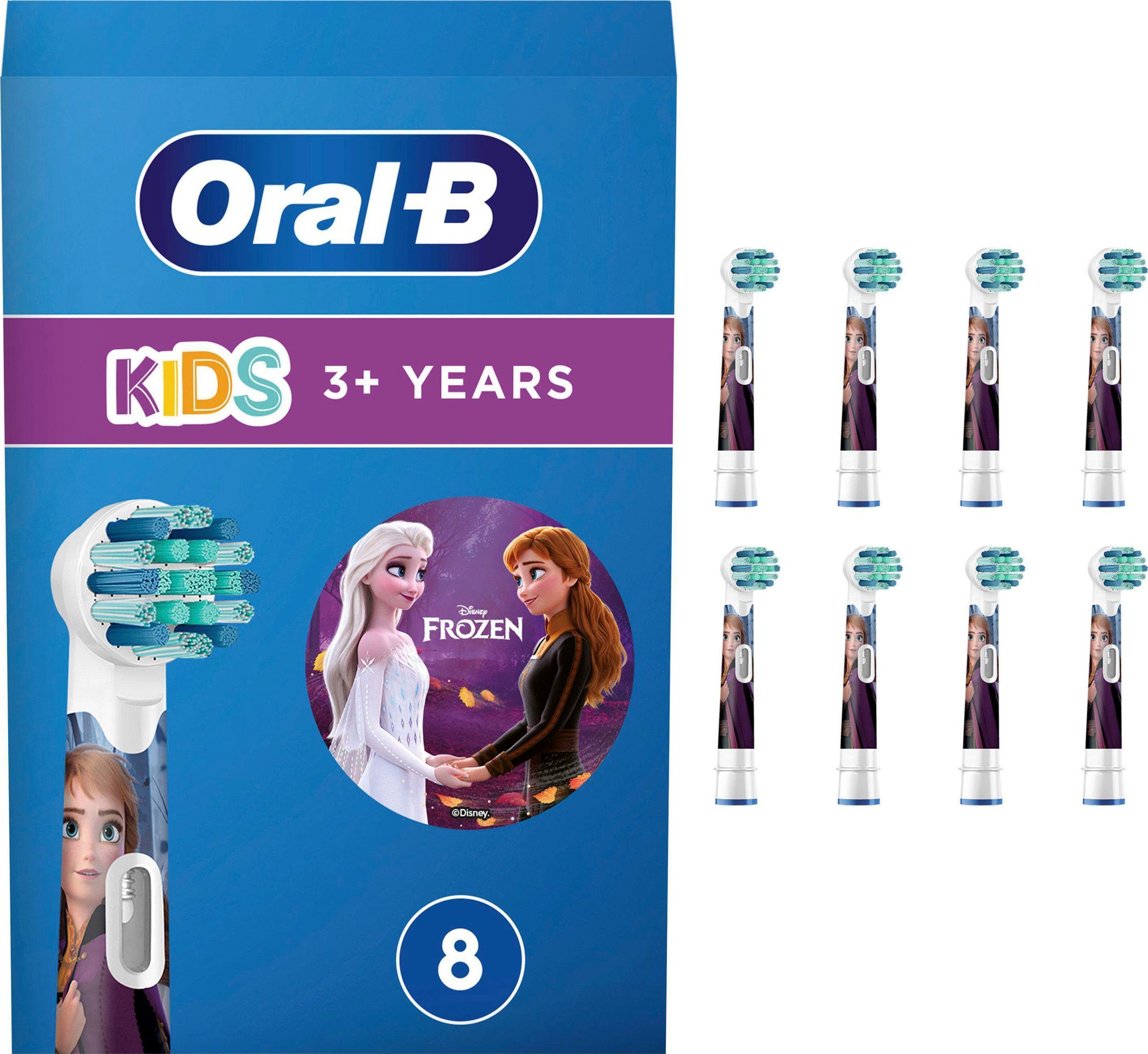 Braun Oral-B Aufsteckbürsten Kids 3 extra Stück 8 Design Jahren, weiche Borsten, kann ab variieren, Frozen