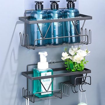 HYIEAR Duschablage Duschregal, mit Duschkorb (Set, 4-tlg), mit 8 Klebeflächen und Haken, Wird in Badezimmer, Küche, Duschgel, Aufbewahrung, Toilette verwendet