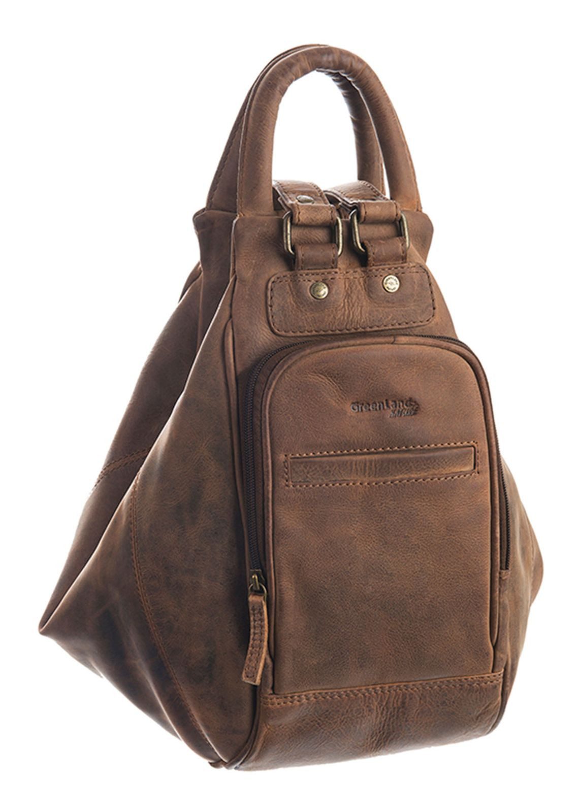 GreenLand Nature Rucksack Convertible Backpack, aus echtem Rindsleder