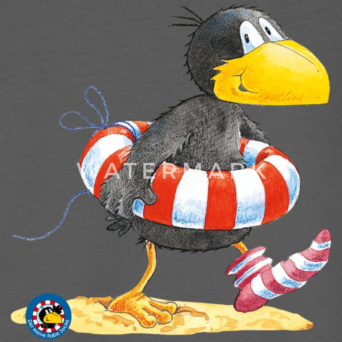 Spreadshirt T-Shirt Der kleine Rabe Socke mit Schwimmreifen Kinder Basic T-Shirt (1-tlg)
