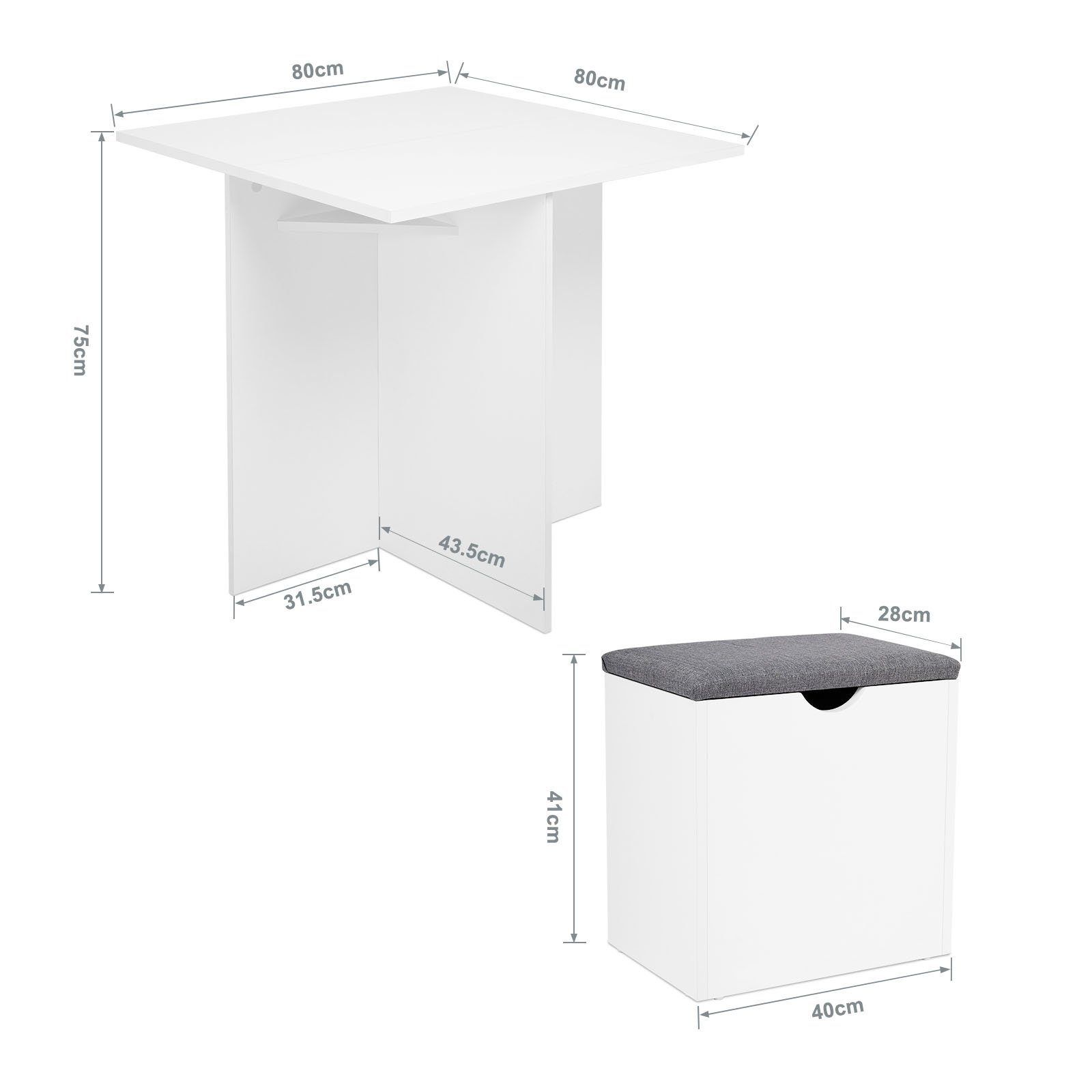 Mondeer Essgruppe (Set, 5-tlg), Weiß + 1 | Tisch,weiß | weiß Weiß Stühle 4 Grau und