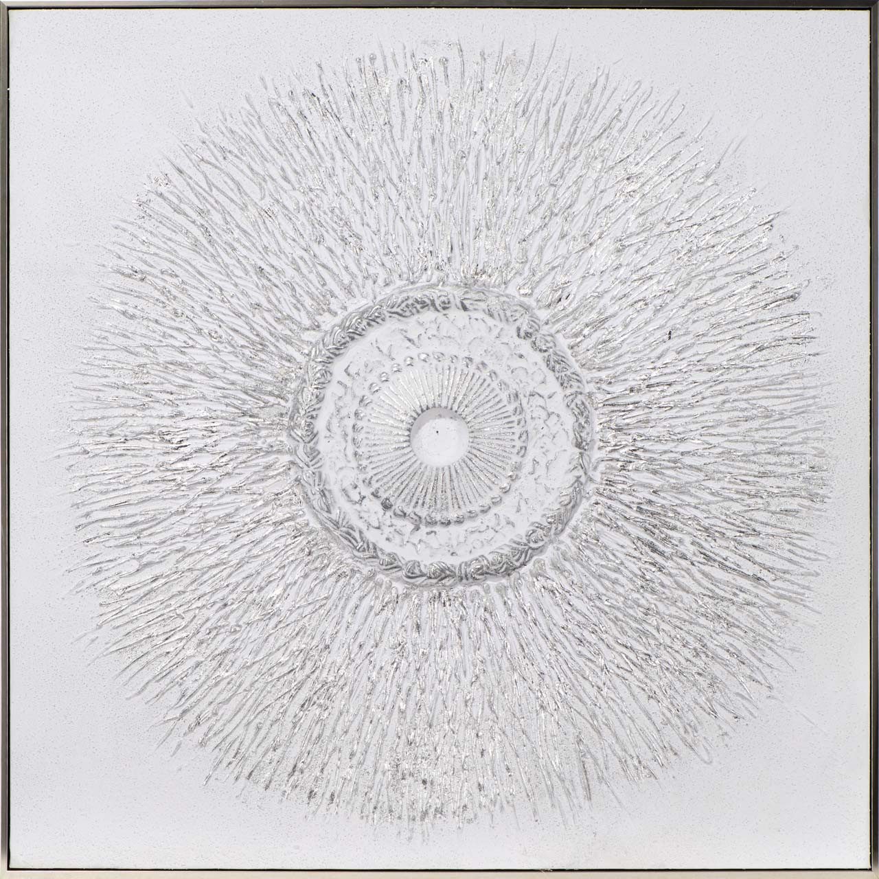 ArtUniverse Gemälde Silver Circle 100x100 cm, Silberstrahlen