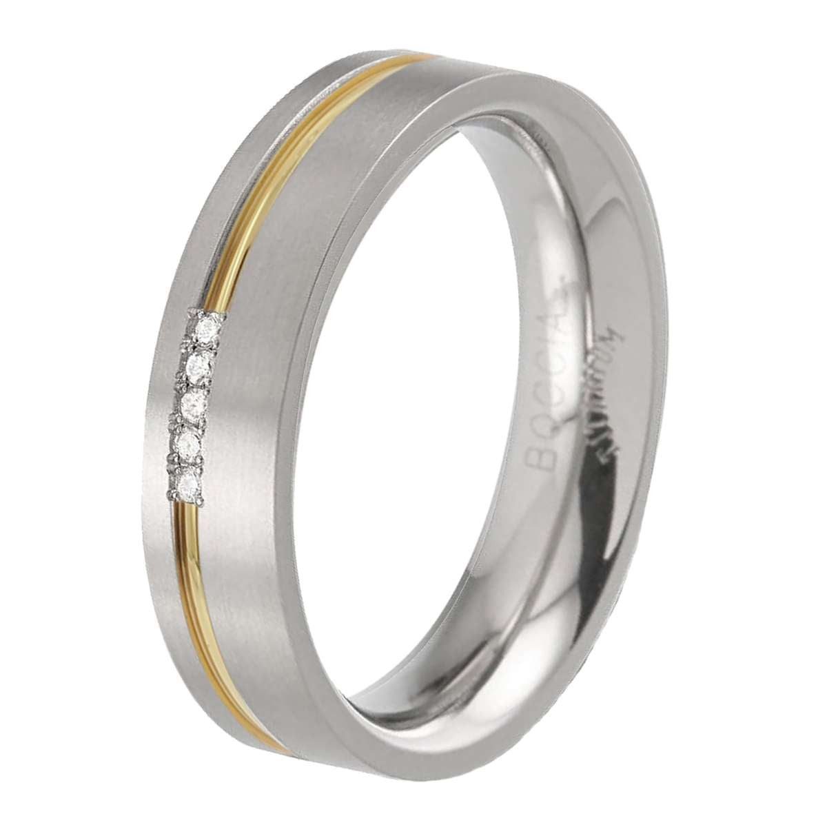 Boccia Fingerring 0149-04, Damenring Titan Bicolor mit Diamanten