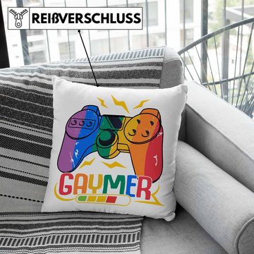 Trendation Dekokissen Trendation - LGBT Kissen Geschenk für Schwule Lesben Transgender Gaymer Regenbogen Lustige Grafik Regenbogen Dekokissen mit Füllung 40x40