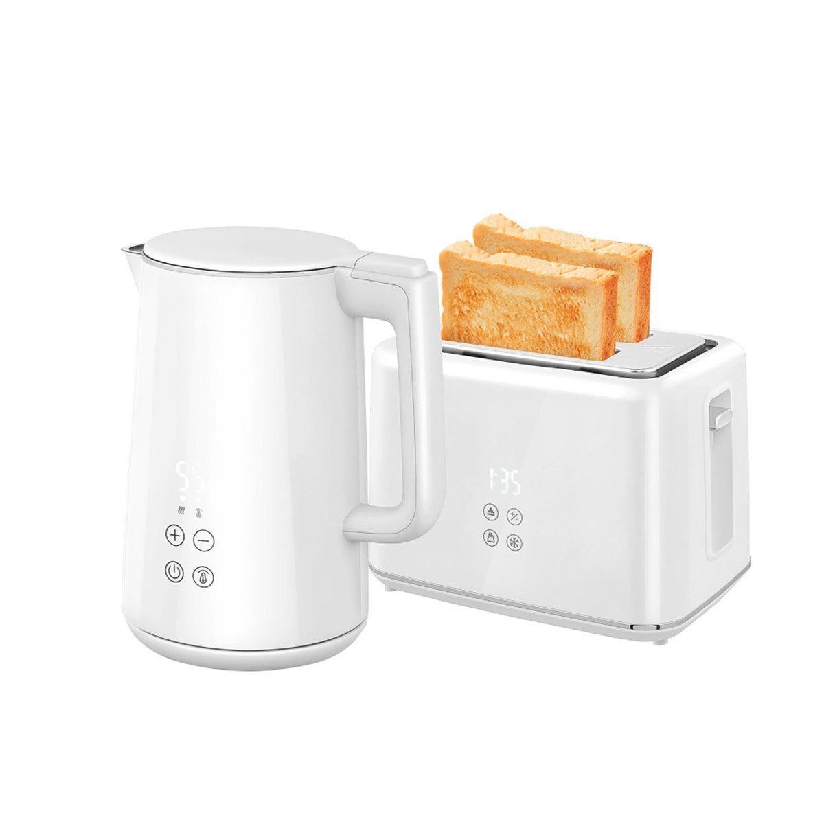 autolock Frühstücks-Set Wasserkocher Toaster Set mit 1,5L Wasserkocher und 2, Toastscheiben Frühstücksset 2200W