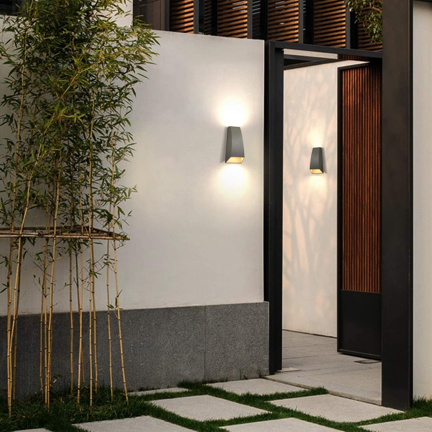 Außenlampe Wasserdicht fest ZMH Garten, Warmweiß LED Wandspot Balkon LED integriert, Außen-Wandleuchte
