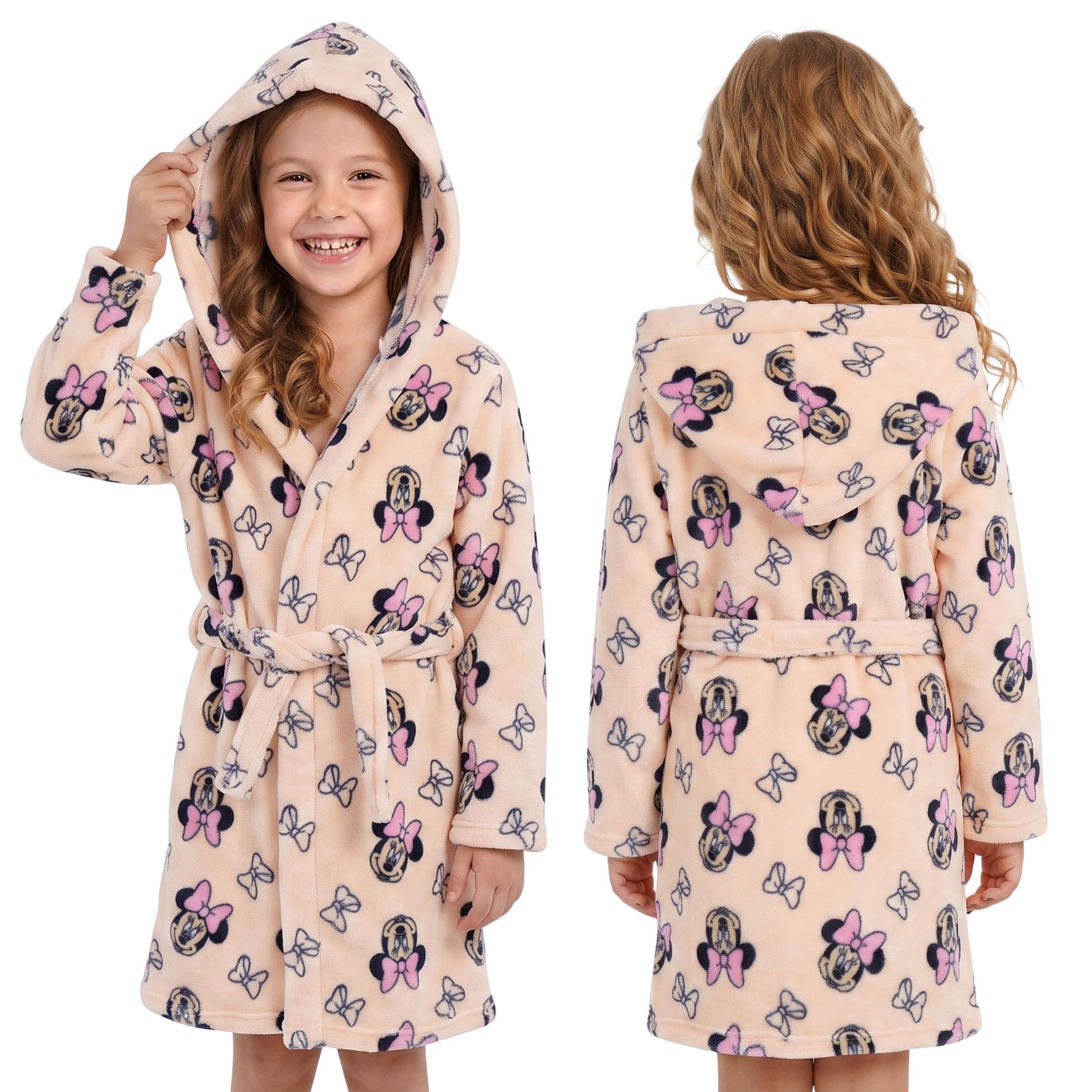 Sarcia.eu Kinderbademantel DISNEY Minnie Mouse Mädchen-Bademantel mit Gürtel, warmer Morgenmantel