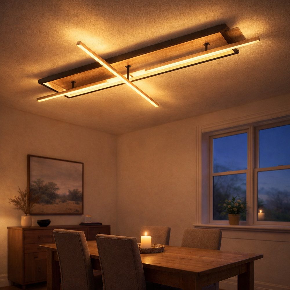 GLOBO LIGHTING LED Deckenleuchte, Deckenleuchte Deckenlampe Dreh-Schwenkbar LED Holzoptik Länge 100cm