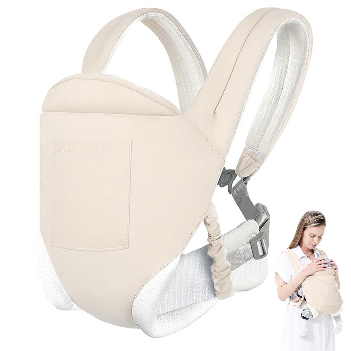 DOPWii Babytrage Ergonomische Babytrage, 4 Tragepositionen Kindertrage, atmungsaktiv, verstellbare Schulterträger,Hüfttrage für Babys von 0–36 Monaten