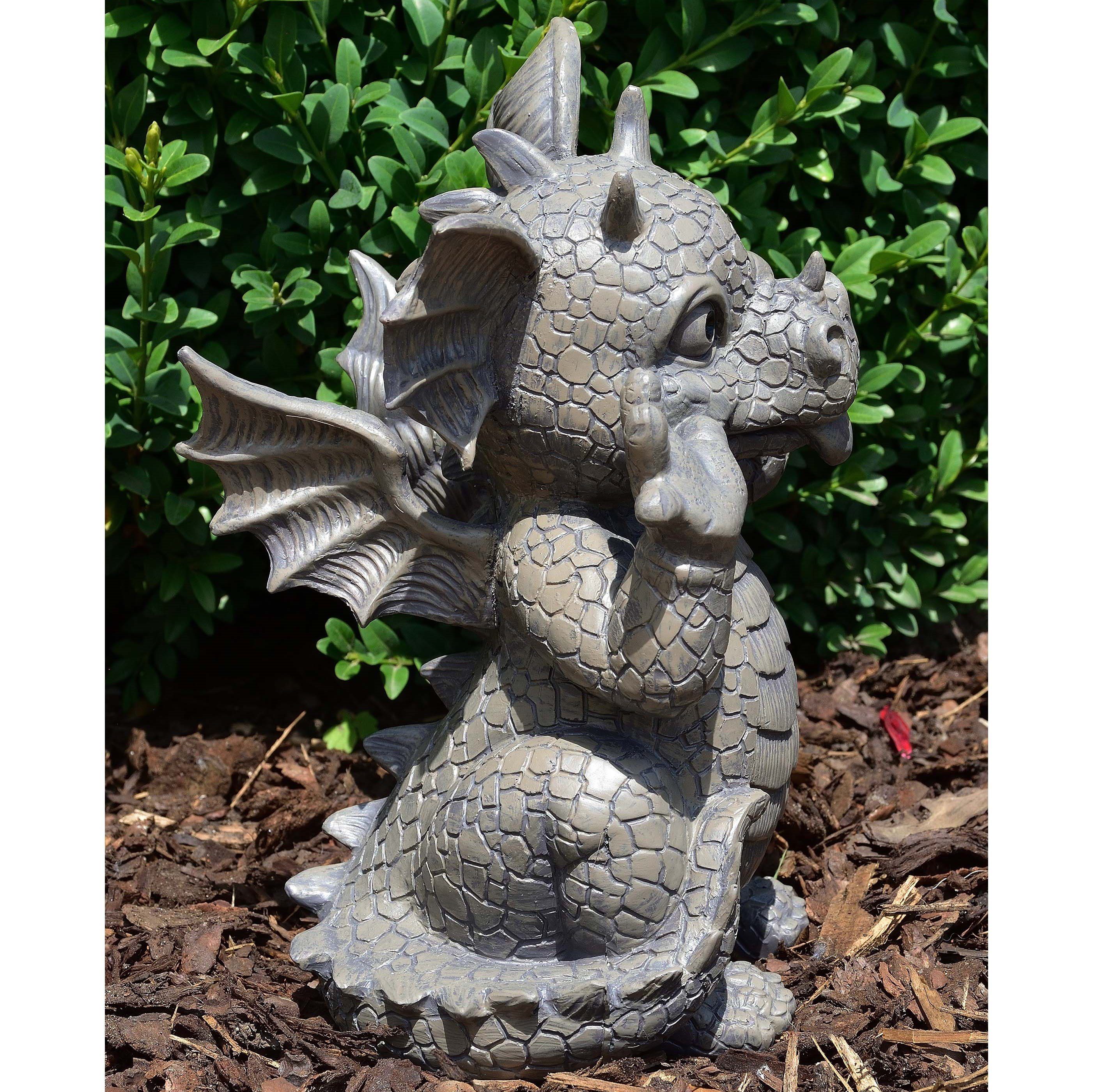 MystiCalls Gartenfigur Gartendrache "Got you" - Garten, Dekoration, Gartendekoration, (1 St), Handgearbeitet und handbemalt