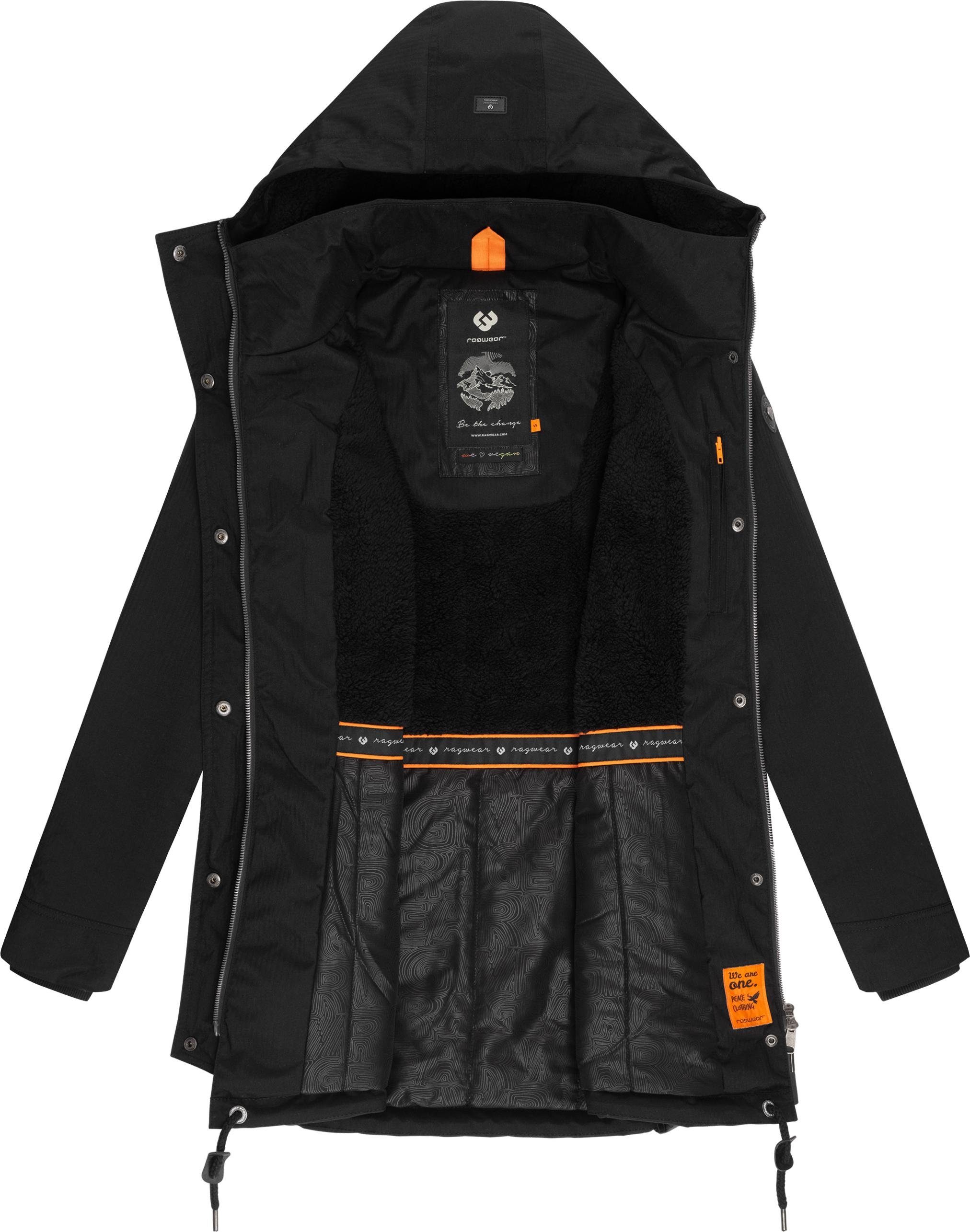 Ragwear Winterjacke Tunned stylischer Winterparka mit Teddyfell Innenfutter