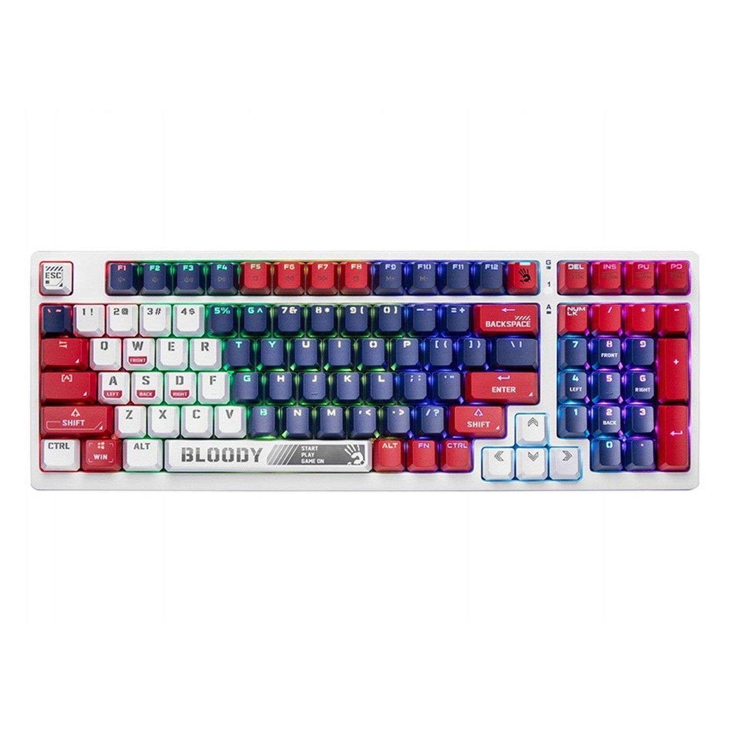 BLOODY S98 USB Mechanische Tastatur Qwerty Gaming-Tastatur (Sports Navy BLMS Red Plus Switches)