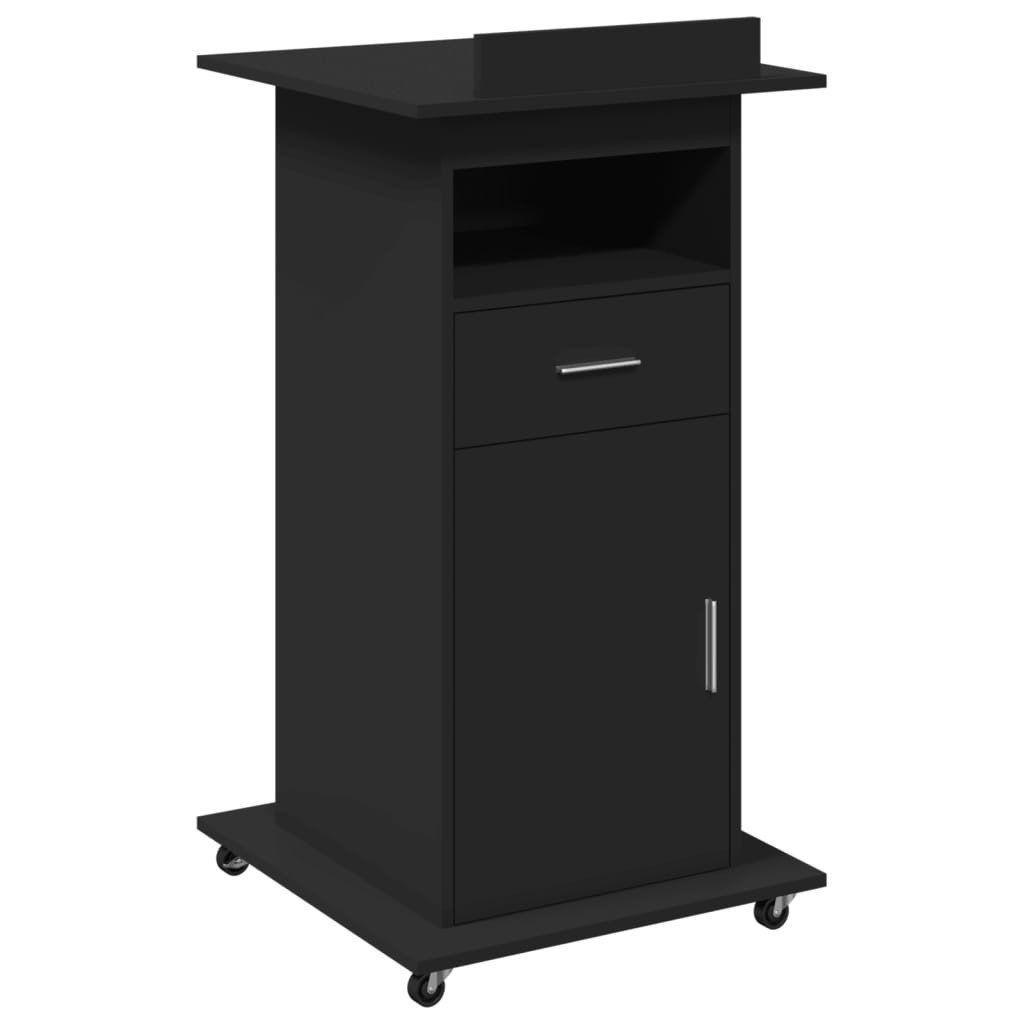 vidaXL Schreibtisch Rednerpult mit Rollen & Schublade Schwarz 55x55x107 cm günstig online kaufen
