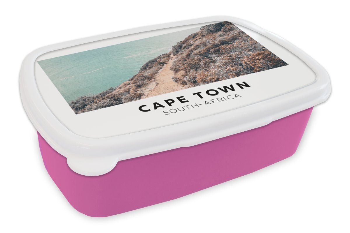 MuchoWow Lunchbox Südafrika - Meer - Natur, Kunststoff, (2-tlg), Brotbox für Erwachsene, Brotdose Kinder, Snackbox, Mädchen, Kunststoff rosa