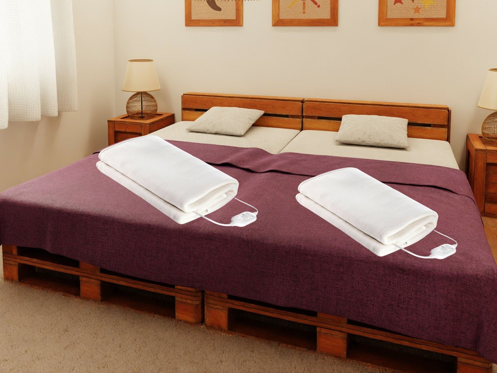 Tristar Wärmeunterbett, 2-tlg., elektrische Heizdecken waschbar 90/100x200cm, 2er SET Wärmdecken