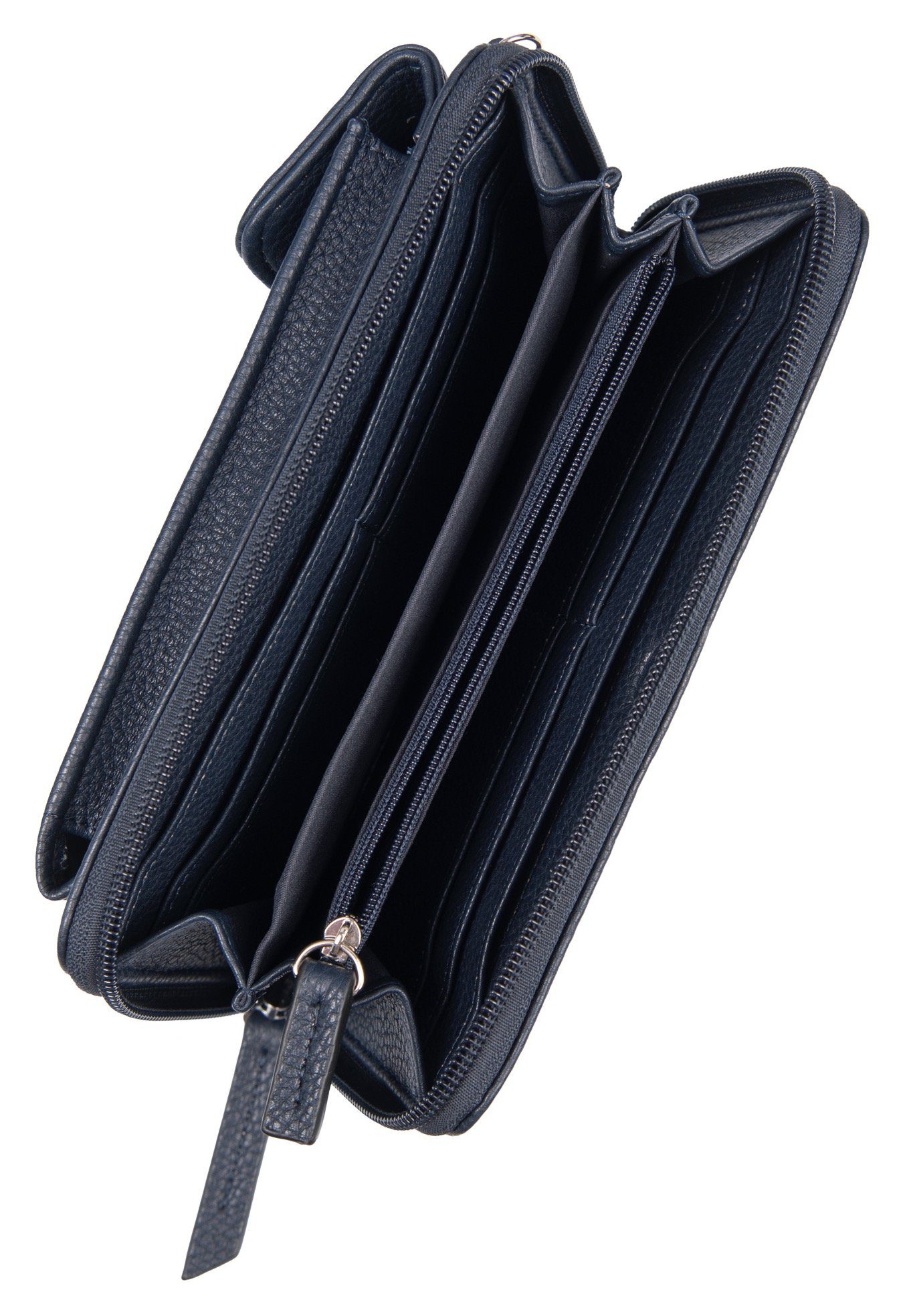 TOM TAILOR Geldbörse ELA Long wallet zip geräumigem XL, mit Außenfach dunkelblau