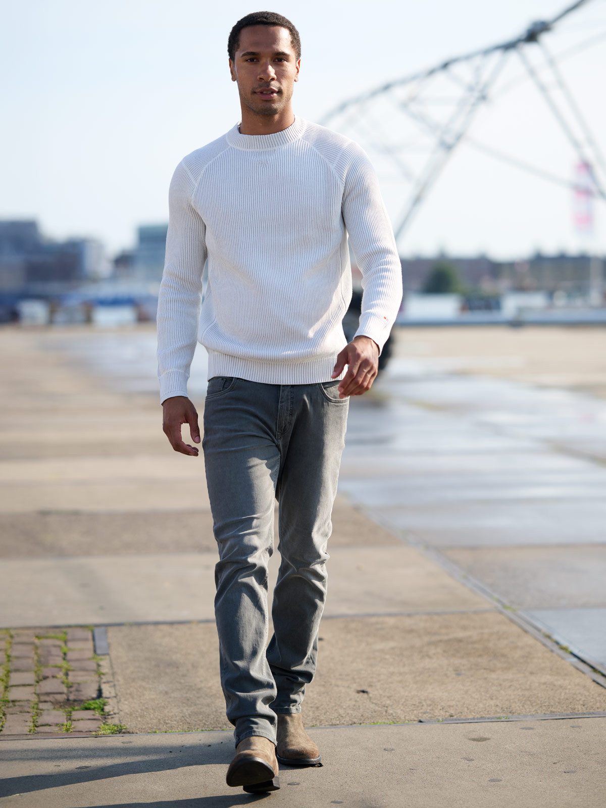 emilio adani Rundhalspullover Herren Rundhals Pullover, Hellgrau