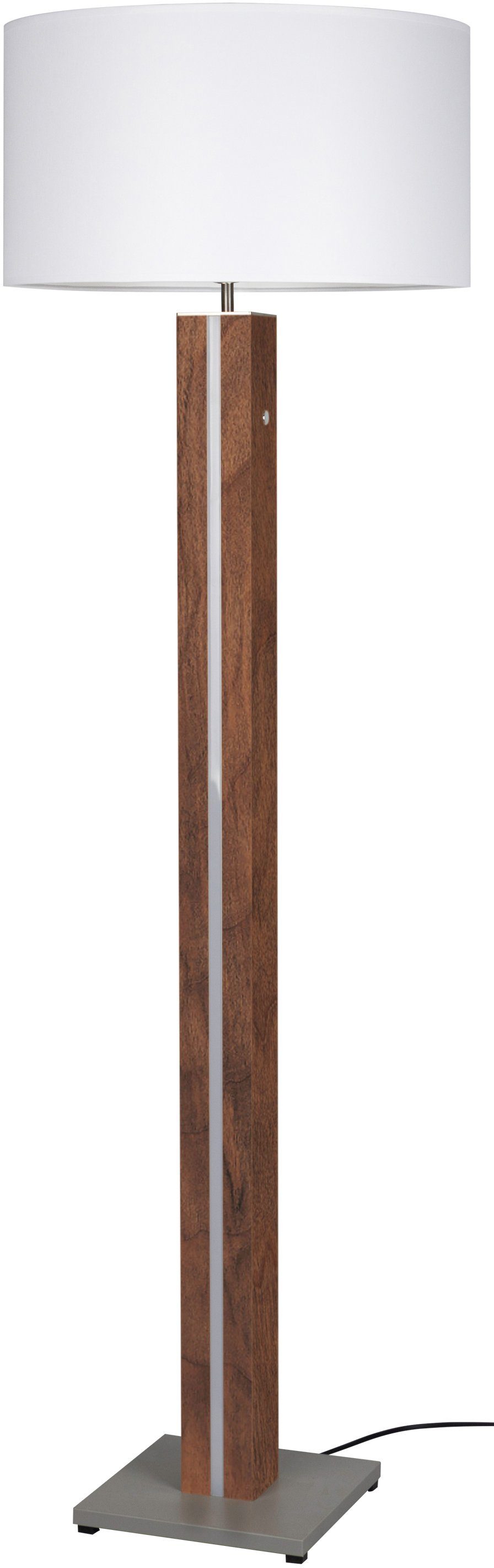 Brilliant Stehlampe Magnus, Dimmfunktion, ohne Leuchtmittel, 155cm Höhe, Ø  45cm, LED-Dekolicht + E27, Holz/Textil, holz dunkel/weiß