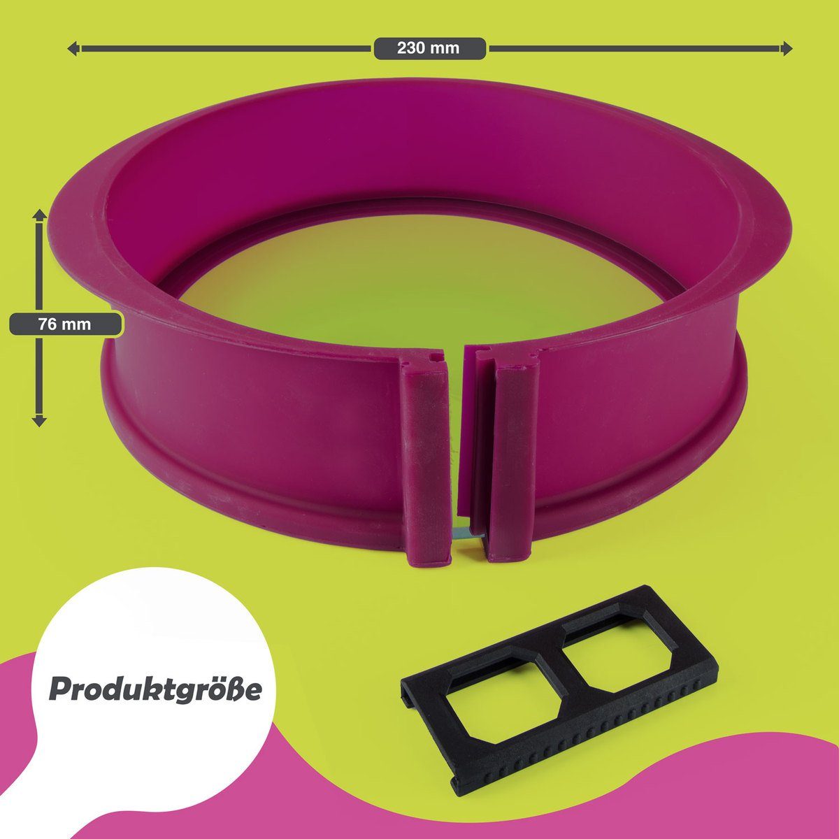 Goods+Gadgets Backform GOODS+GADGETS Silikon Springform Backform 23 cm mit Glasboden, Antihaftbeschichtete Kuchen-Form & Glasboden