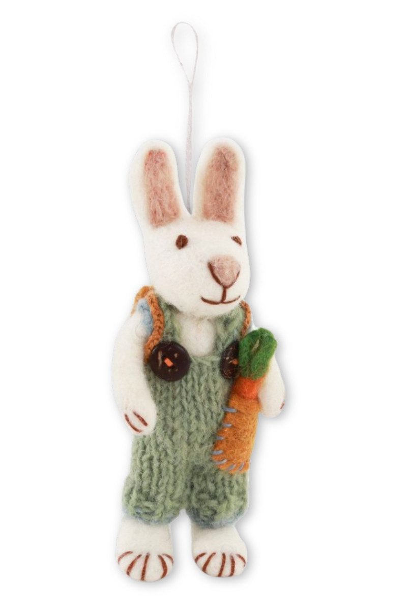 Gry & Sif Hängedekoration Filzanhänger - HASENBUB MIT MÖHRE - weiß