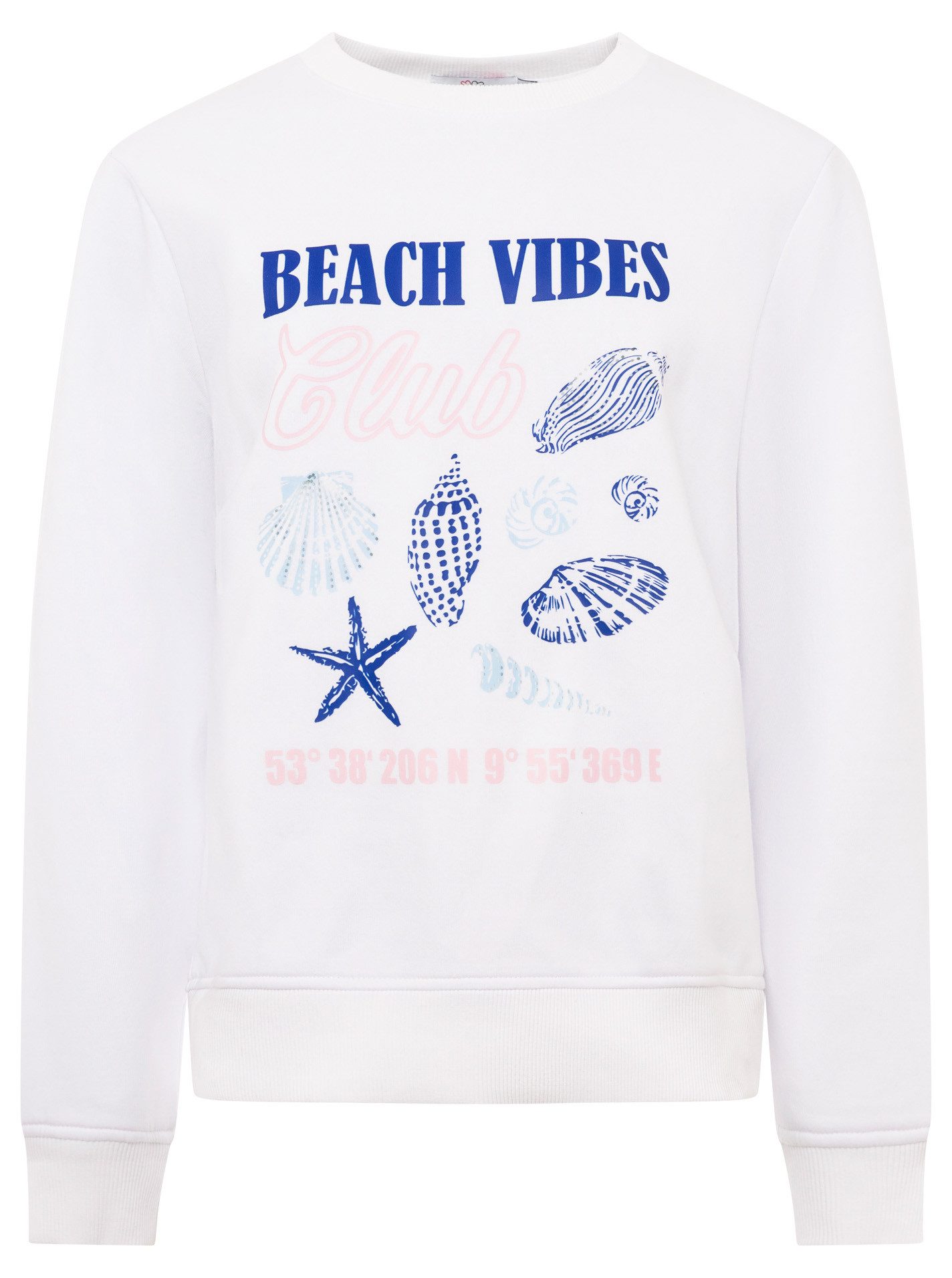 Zwillingsherz Hoodie "Beach Vibes Club" Rundhals, Muschel Print, Maritimer günstig online kaufen