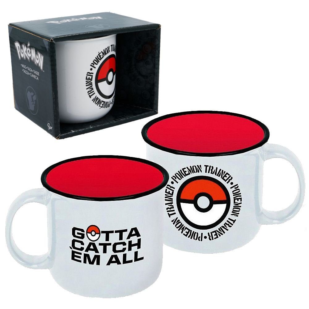 POKÉMON Kindergeschirr-Set Keramik Tasse Trainer Pokémon 400 ml Henkel-Becher Geschenkbox, Keramik