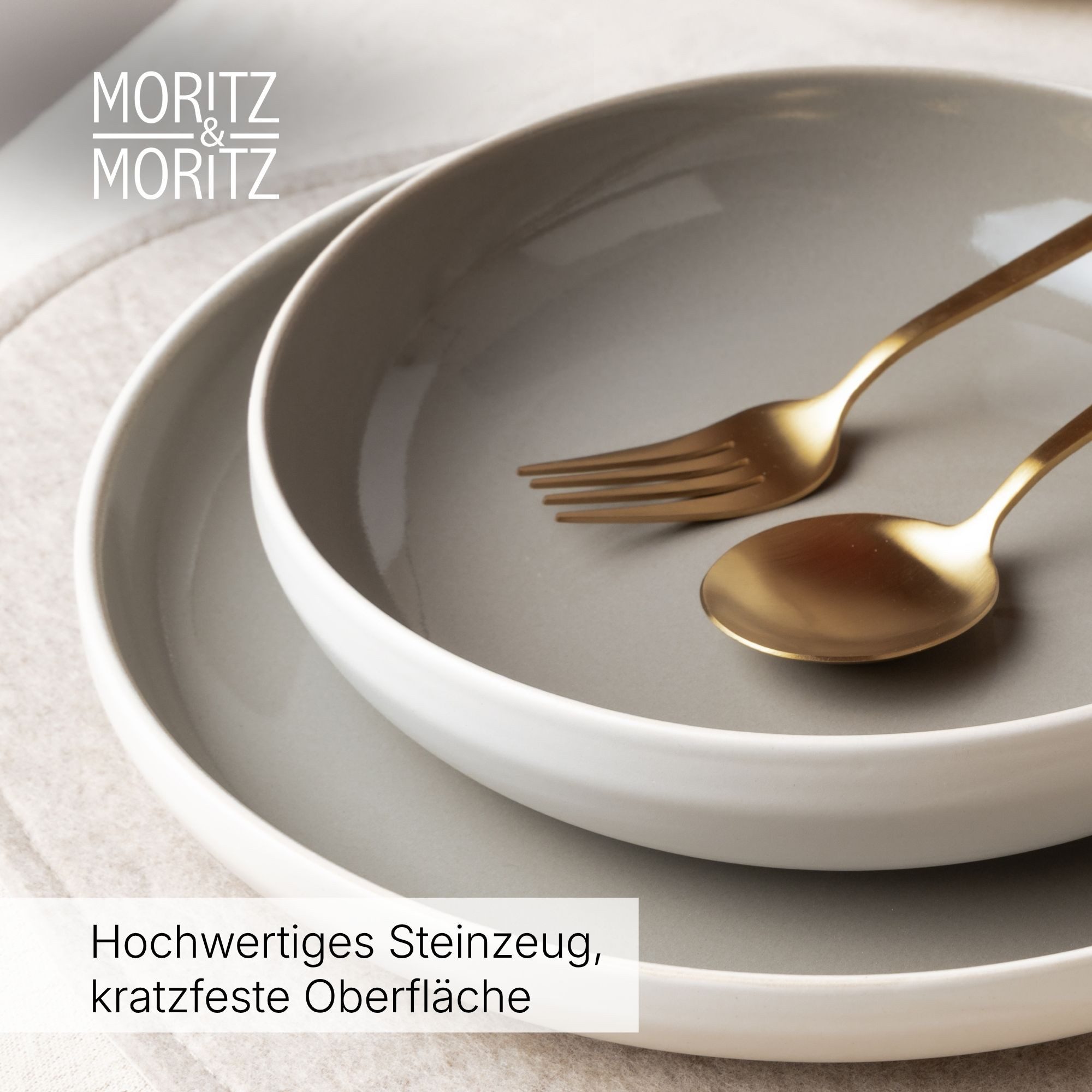 Moritz & Moritz Geschirr-Set CAVO Geschirrset - Stone (18-tlg), 6 Personen, Steinzeug, für 6 Personen aus Steinzeug – Bild 5 von 5