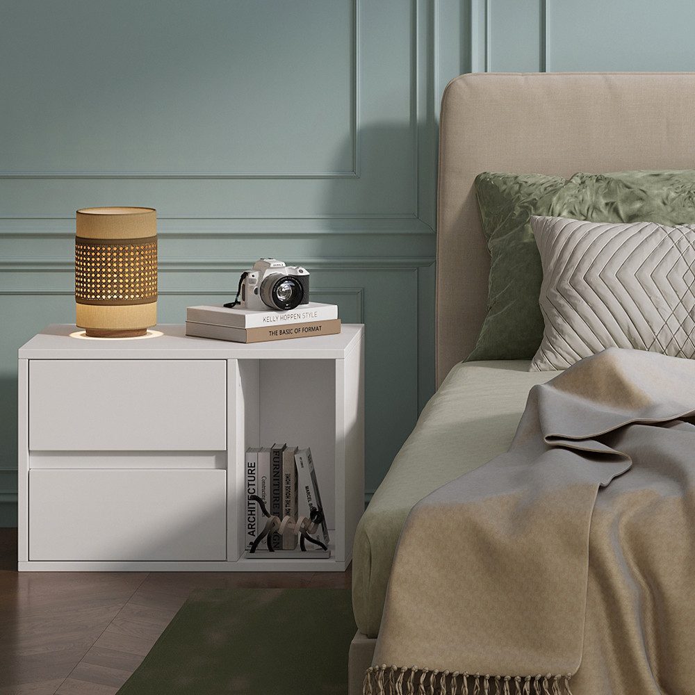 Vicco Nachtschrank Vimogo, Weiß, 2er Set (2-St)