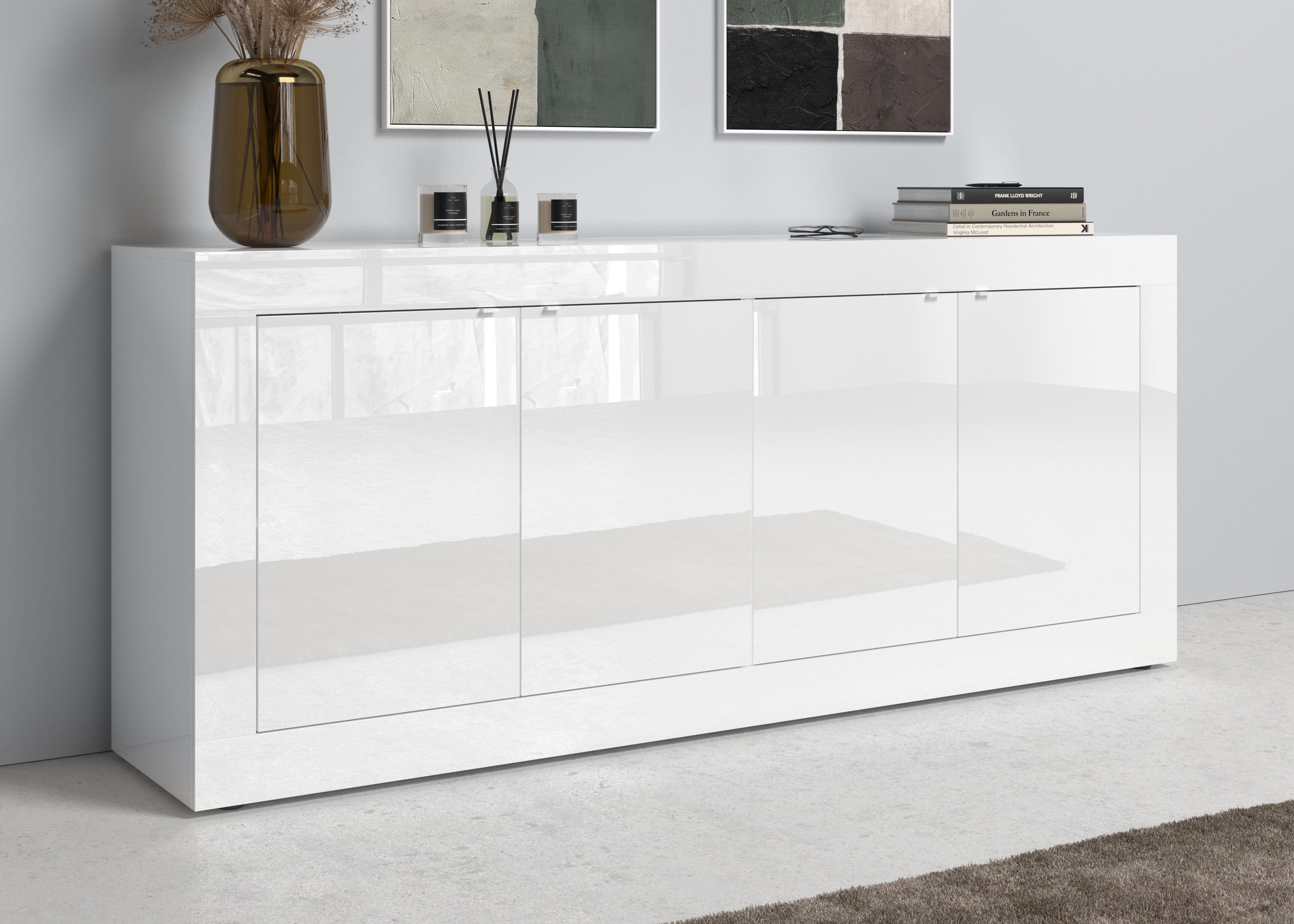 INOSIGN Sideboard Basic Breite 207 cm, Kommode 4 Türen, Anrichte, Metallgri günstig online kaufen