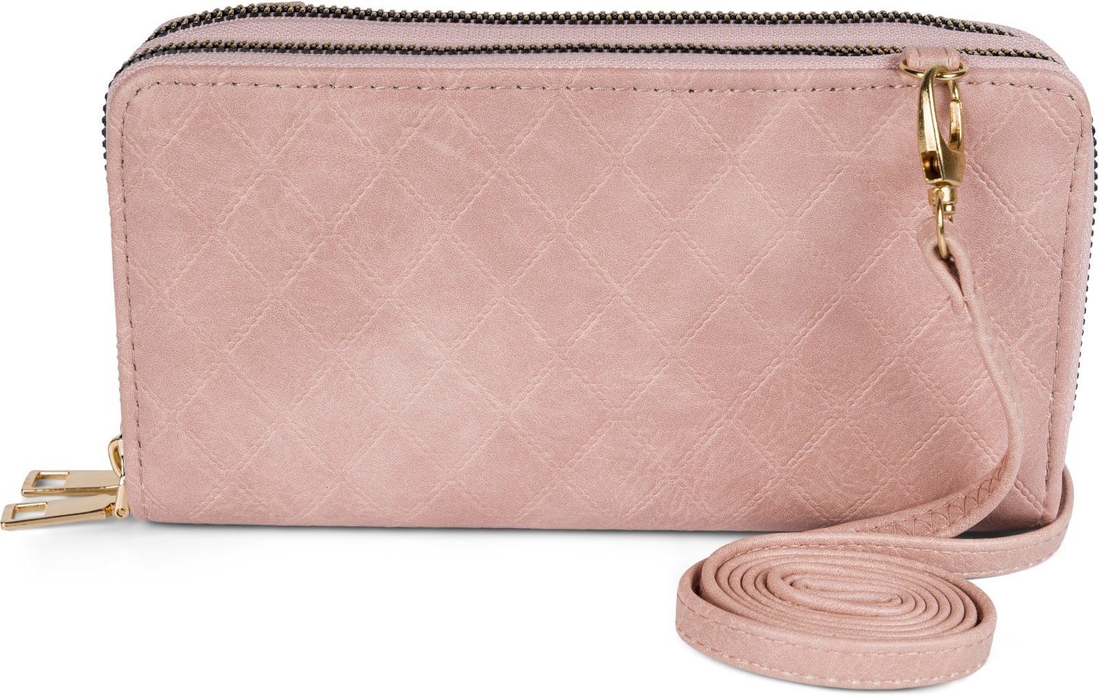 styleBREAKER Mini Bag (1-tlg), 2 in 1 Umhängetasche - Geldbörse Rauten Rose