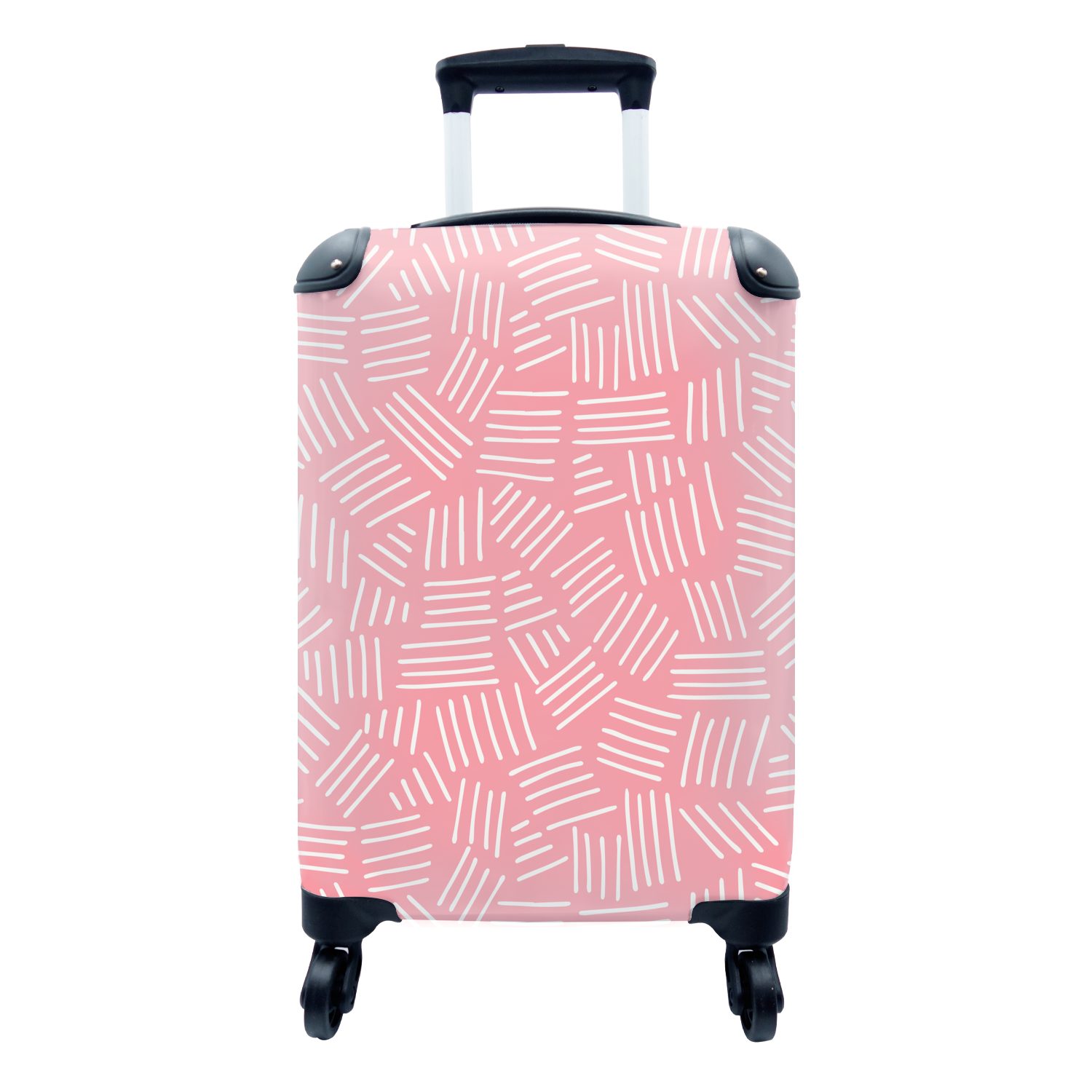 Rollen, mit Streifen für - Handgepäckkoffer rollen, Reisekoffer Handgepäck Reisetasche Rosa 4 Trolley, - Ferien, Design, MuchoWow