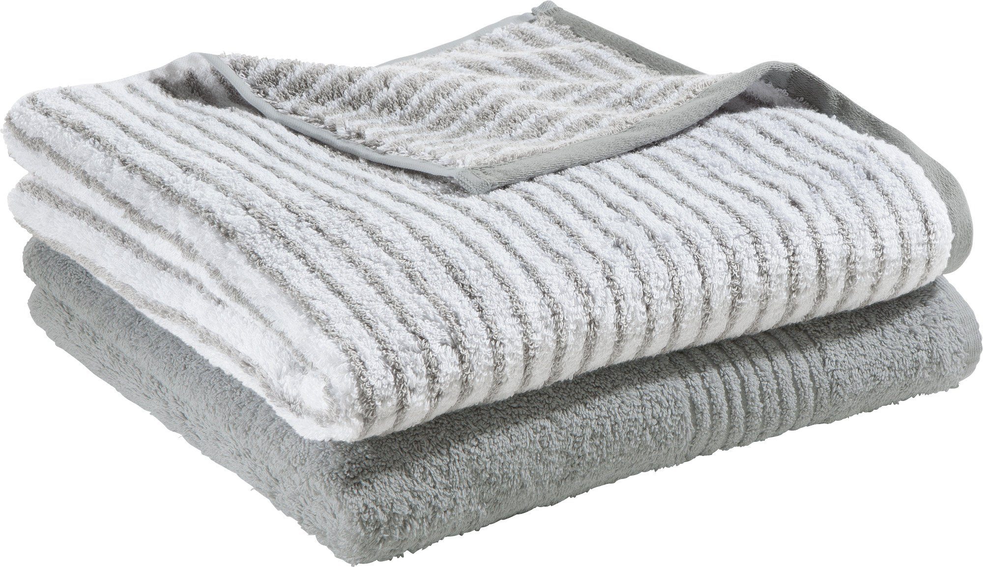 Erwin Müller Duschtuch Duschtuch "Konstanz" 2er-Set Uni/Streifen, Frottier, Walk-Frottier Streifen