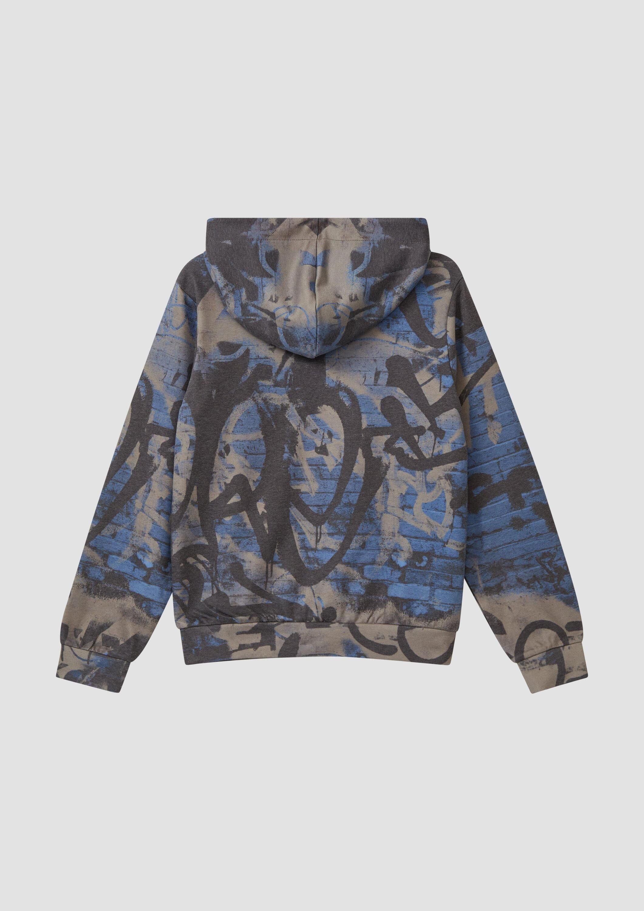 s.Oliver Sweatshirt Sweatshirt Kapuzensweater mit Graffiti-Print