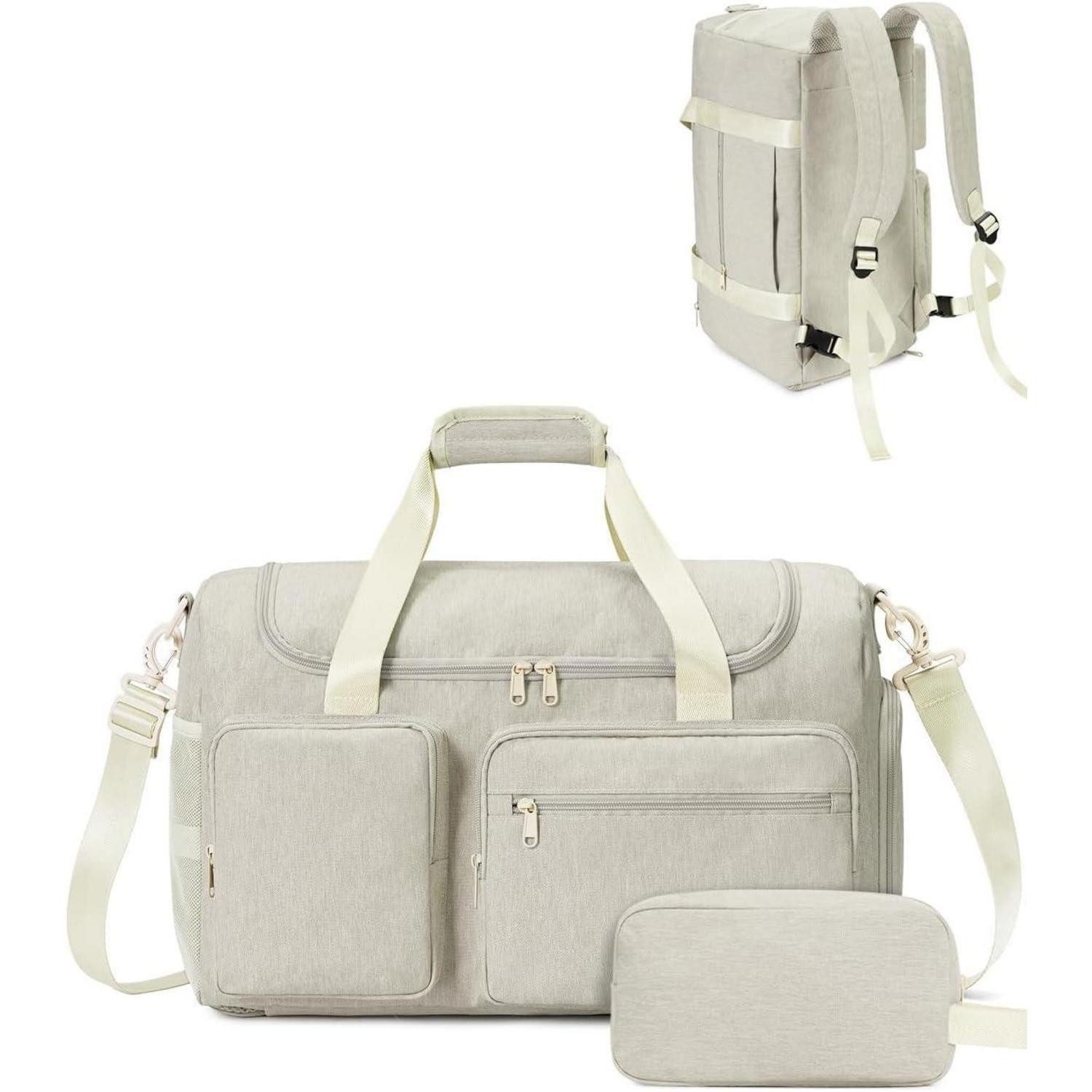 LuxusKollektion Невеликі сумки для поїздок Reisetasache 27L Handgepäck Damen Herren Verbesserte Version beige