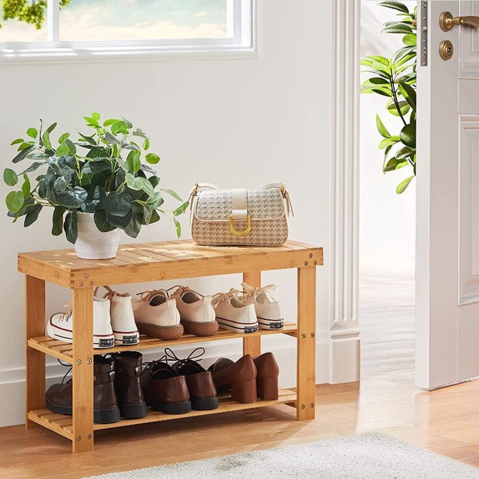 JEOBEST Schuhbank Schuhregal, Bambus Schuhbank mit günstig online kaufen