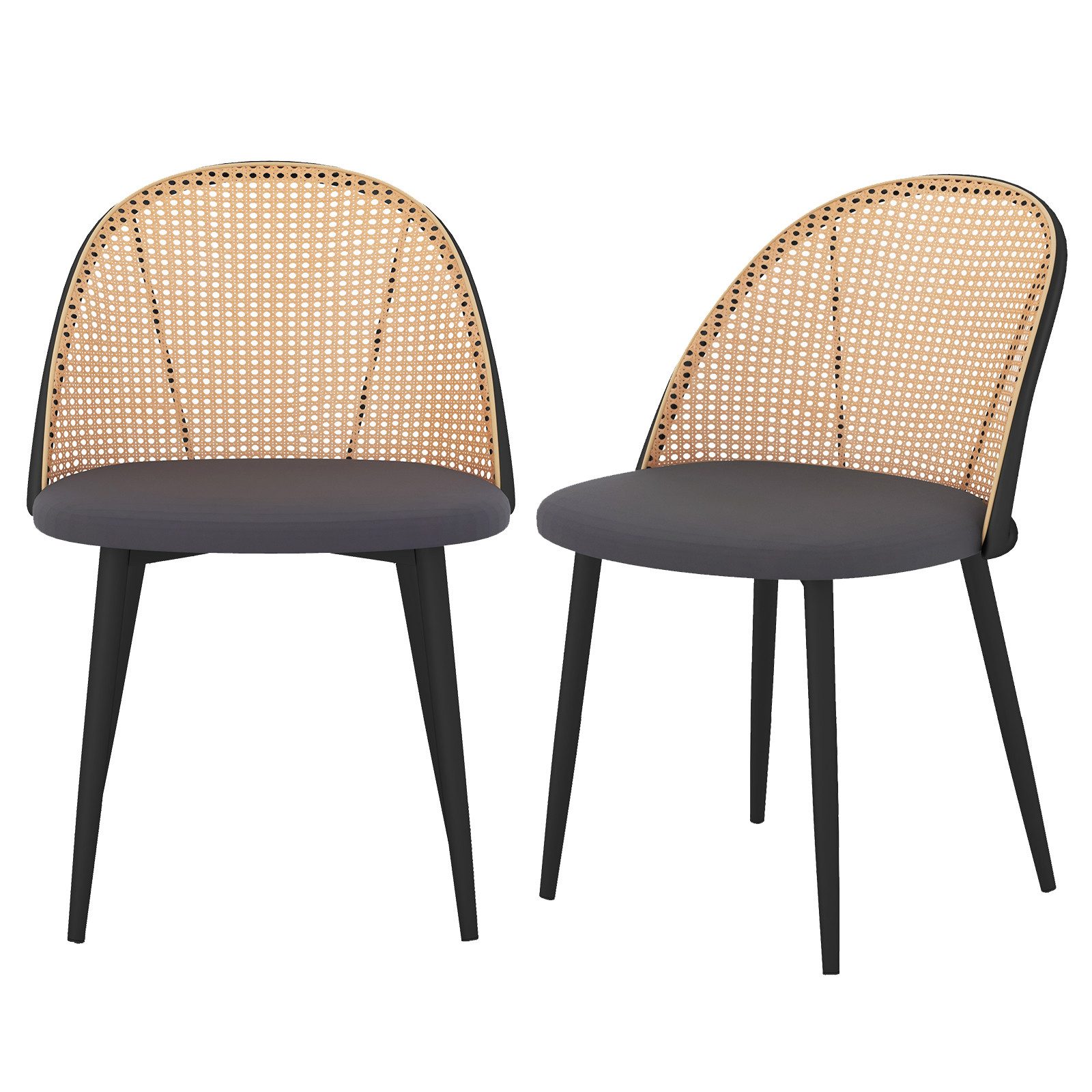 COSTWAY Esszimmerstuhl, 2er, 150 kg belastbar, mit simulierter Rattan günstig online kaufen