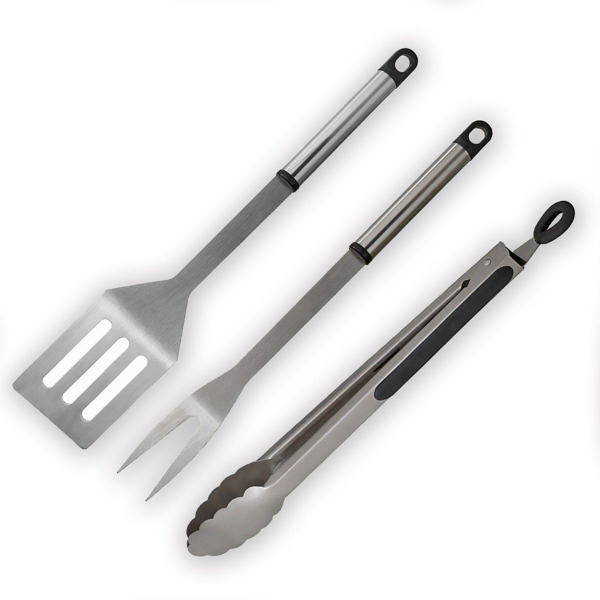 - Set 3teilig Grillbesteck-Set Wender, - Zange - Edelstahl GAUMENKICK Gabel, Grillbesteck