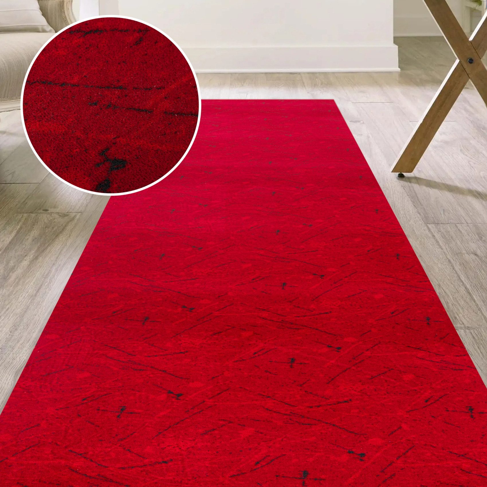 ANRO Küchenläufer RAHMA Industrie Spritzer pflegeleicht Flurläufer Küchenteppich, eckig, Höhe: 3 mm, Teppichläufer 100cm Minimalistisch Rot wasserdicht