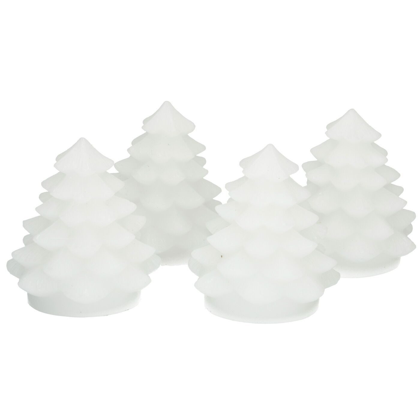 Deluxe Homeart LED-Kerze LED-Weihnachtsbäume 4er-Set weiß 7 cm hoch - Tannenbäume Weihnachten W