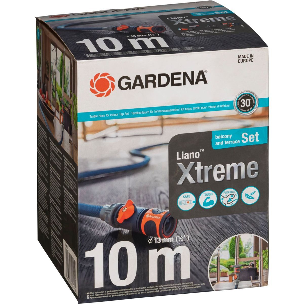 GARDENA Gartenschlauch Textilschlauch Liano Xtreme 1/2, 10m Set
